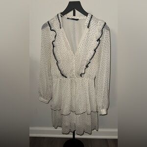 Stylish White Dress with Black Dots